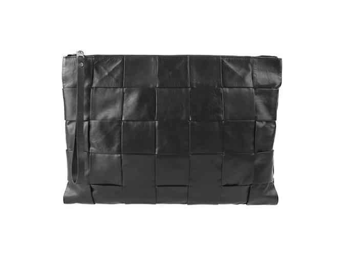 Bottega Veneta Maxi Intrecciato Clutch Bag Black Leather  ref.1514626