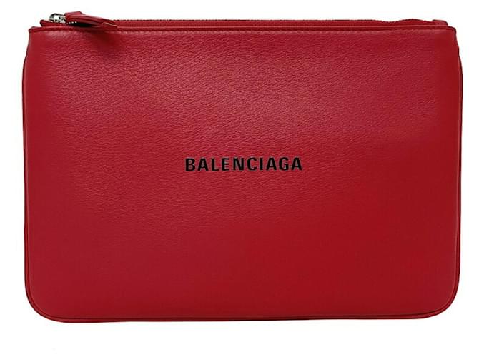 Everyday Pochette Balenciaga M Rouge Noir Sac à Main en Cuir  ref.1514808