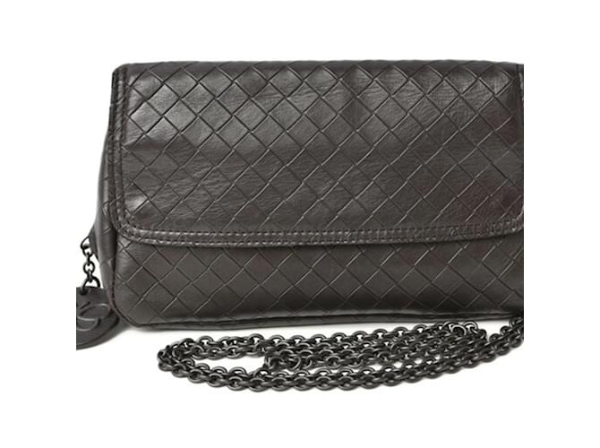 Bottega Veneta Intrecciomirage Clutch and Shoulder Bag Dark brown Leather  ref.1514813