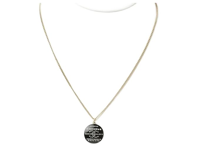 Collana Pendente in Strass Nero e Oro Chanel D'oro
