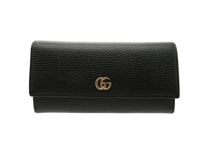 Carteira longa de couro Gucci GG Petit Marmont Preto Rosa  ref.1514838