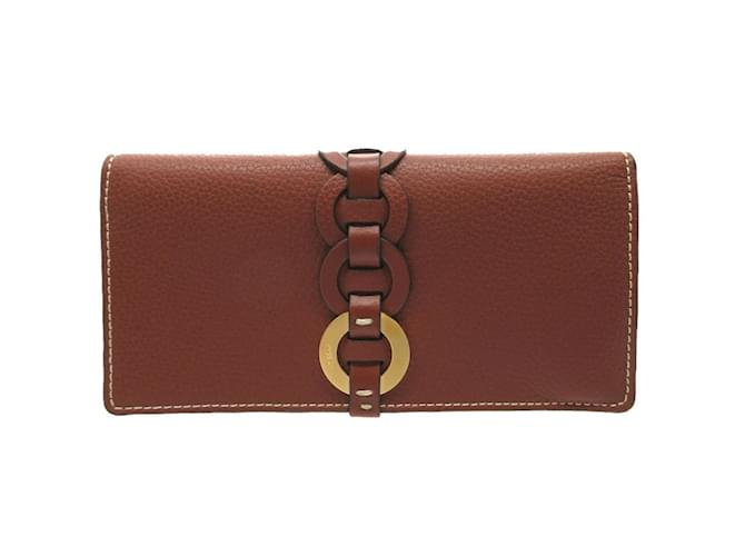 Chloé Darryl Long Wallet in Sepia Brown Leather  ref.1514849