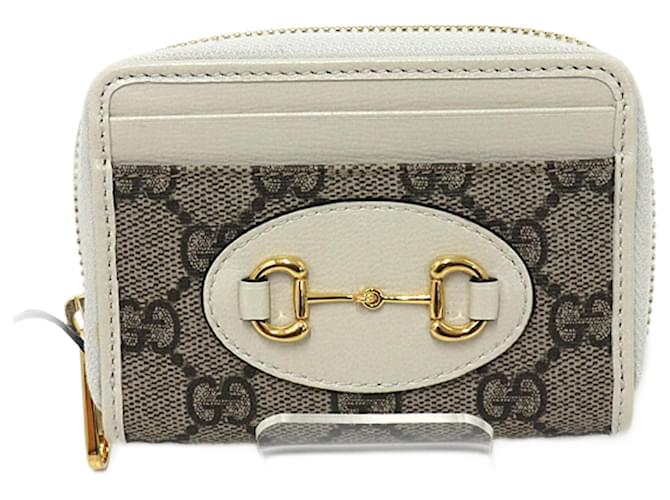 Porte-cartes Gucci Horsebit 1955 Cuir Toile Beige Écru  ref.1514863