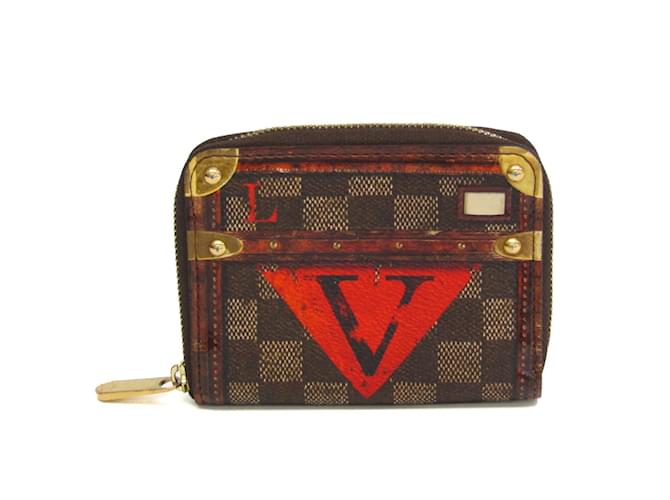 Porta-moedas Zippy Damier Louis Vuitton Vermelho Damier ebene Lona  ref.1514880