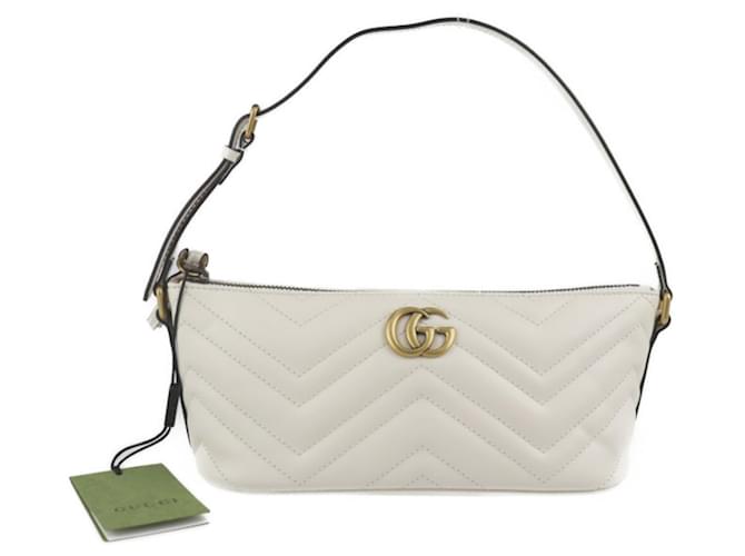 Bolsa de Ombro Gucci GG Marmont Branco Cru  ref.1514885