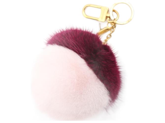 Louis Vuitton Bubble Duo Keychain Pink Dark red Fur Metal  ref.1514895