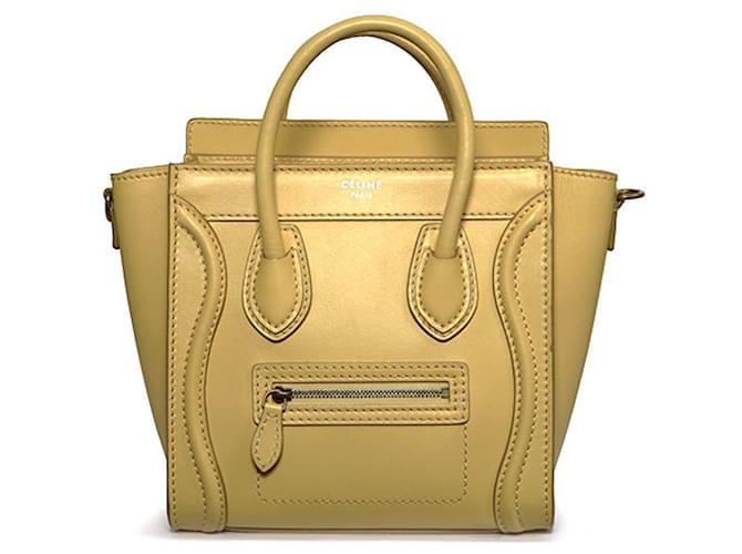 Céline Bolsa Celine Luggage Nano Shopper 2Way Amarelo  ref.1514913