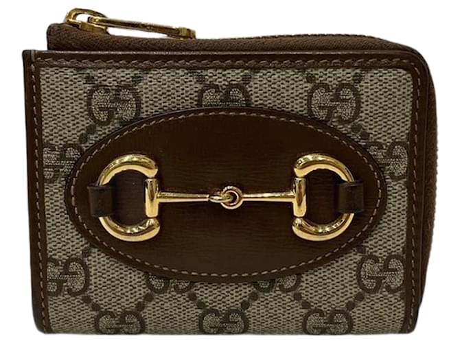 Porte-monnaie en cuir Gucci Toile Marron Beige  ref.1514925