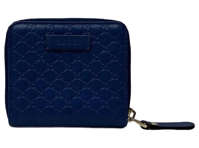 Porta-moedas de couro azul Gucci  ref.1514927