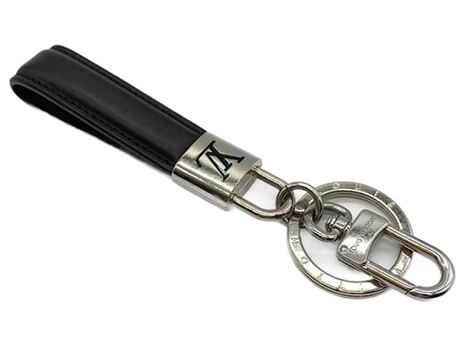 Louis Vuitton Dragonne LV Padlock Keyring Black Leather Metal  ref.1514931