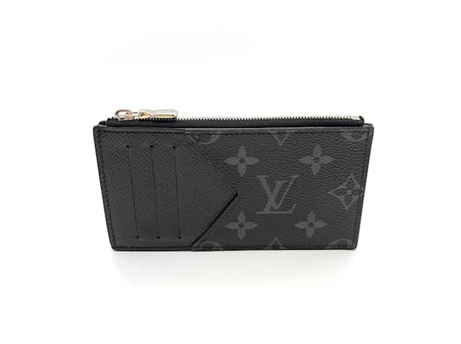 Porta-moedas Louis Vuitton Monogram Eclipse Preto Couro Lona  ref.1514938