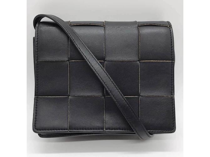 Bottega Veneta Intrecciato Cassette Shoulder Bag Black Leather  ref.1514951