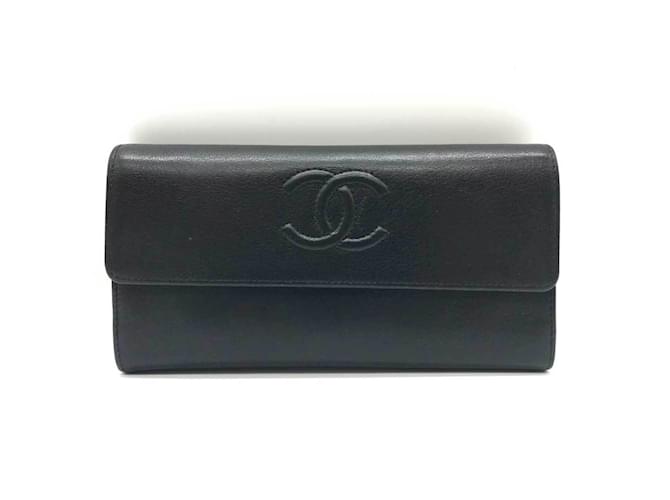 Chanel Black Leather Long Wallet  ref.1514962