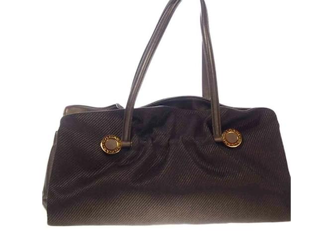 Bulgari Bvlgari braune Canvas-Tote-Tasche Leinwand  ref.1514974