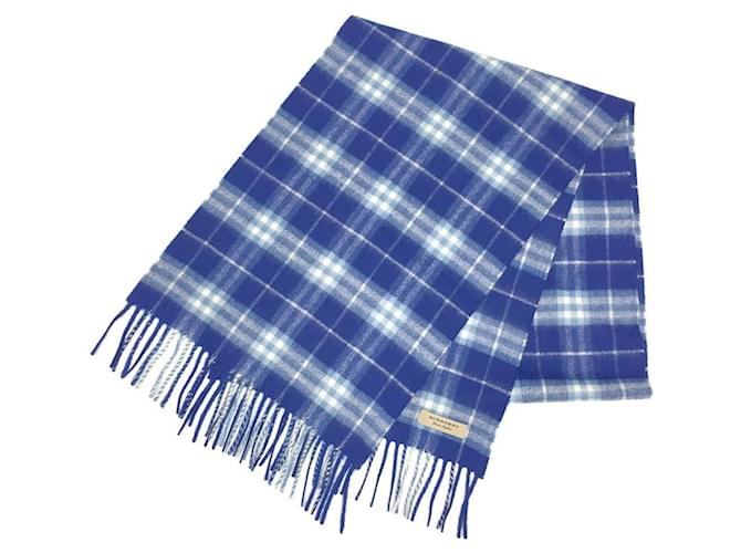 Burberry Check Muffler Cashmere Scarf Blue  ref.1514976