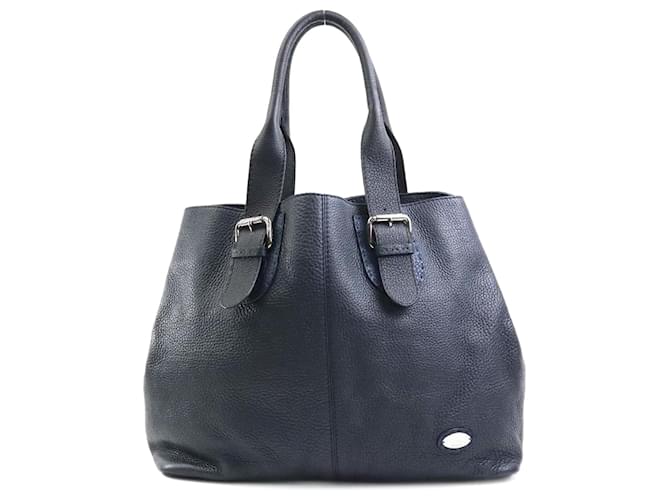 Bolso de mano de cuero Fendi Selleria Azul marino  ref.1514989