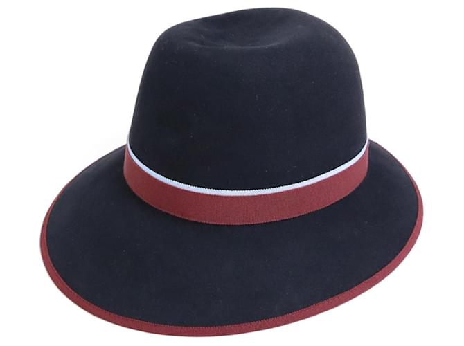 Hermès Hermes Wool Sun Hat in Black, Bordeaux, and Light Blue Dark red  ref.1514990