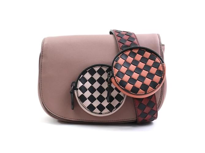 Bolsa de ombro cruzada Intrecciato da Bottega Veneta Rosa Bordeaux Leatherette  ref.1514996