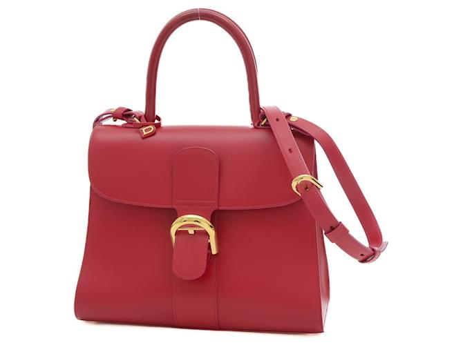 Bolsa Delvaux Brillon MM 2WAY Vermelho Couro  ref.1515011