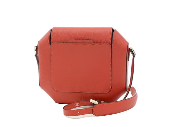 Hermès Hermes Octagon Shoulder Bag in Chevre Rouge Casaque Red Diamond  ref.1515012