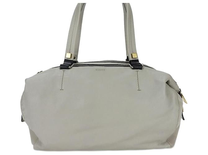 Céline Bolsa Boston em couro cinza claro Celine  ref.1515020