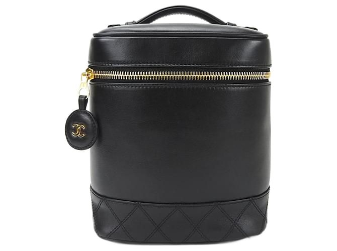 Vanity Bolsa de vaidade de couro preto Chanel  ref.1515028