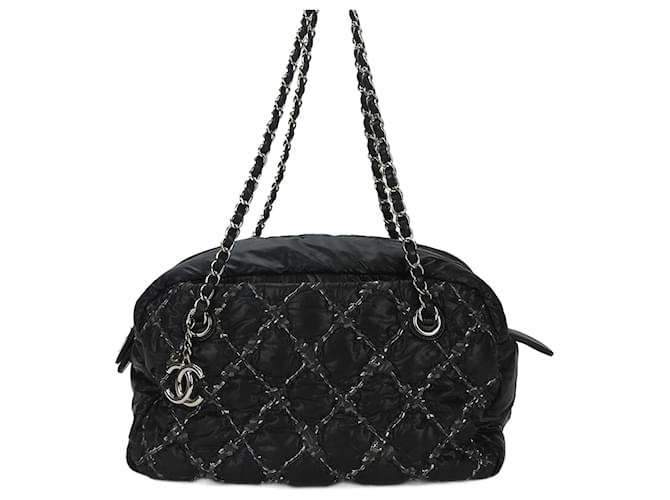 Sac à main en nylon noir Chanel avec chaîne  ref.1515041