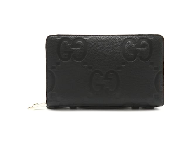 Billetera redonda Jumbo Document GUCCI Negro Cuero  ref.1515044