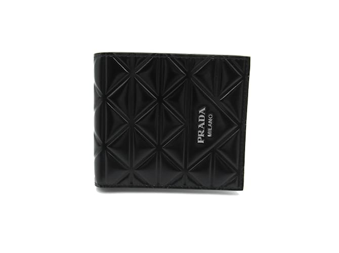 PRADA schwarze Leder-Bi-Fold-Geldbörse  ref.1515045