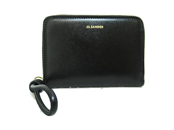 Portefeuille bi-fold en cuir noir JIL SANDER  ref.1515057