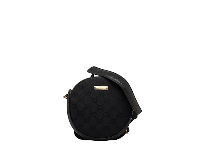 Gucci GG Canvas Round Shoulder Bag Black Leather Cloth  ref.1515067