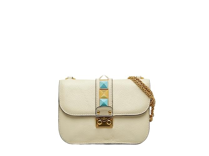 Valentino Studded Chain Shoulder Bag Cream Leather  ref.1515070