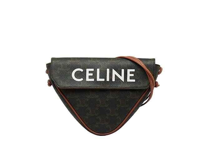 Céline Bolso de Hombro Celine Triomphe Castaño Cuero Plástico  ref.1515109