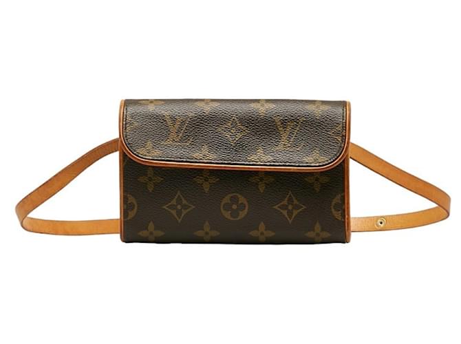 Bolsa de Ombro Louis Vuitton Monogram Pochette Florentine XS Marrom Monograma Couro envernizado  ref.1515111