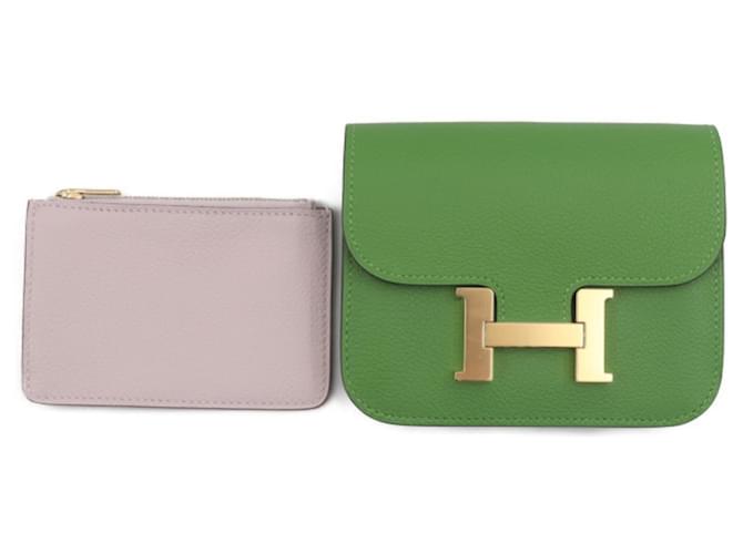 Hermès Bolso Constance de Hermes en Verde Yucca Cuero  ref.1515126