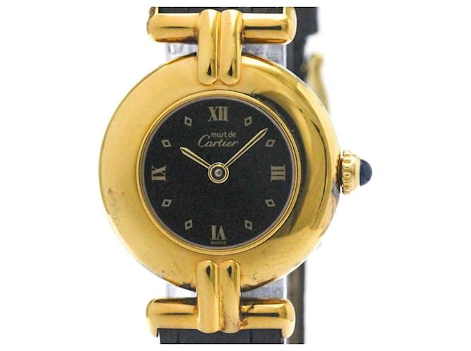 Relógio feminino Cartier Must Colisée em couro banhado a ouro com quartzo  ref.1515150