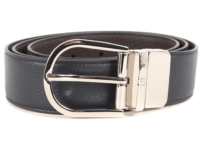 Alfred Dunhill Ceinture en cuir réversible Dunhill Marron foncé Bleu Marine  ref.1515151