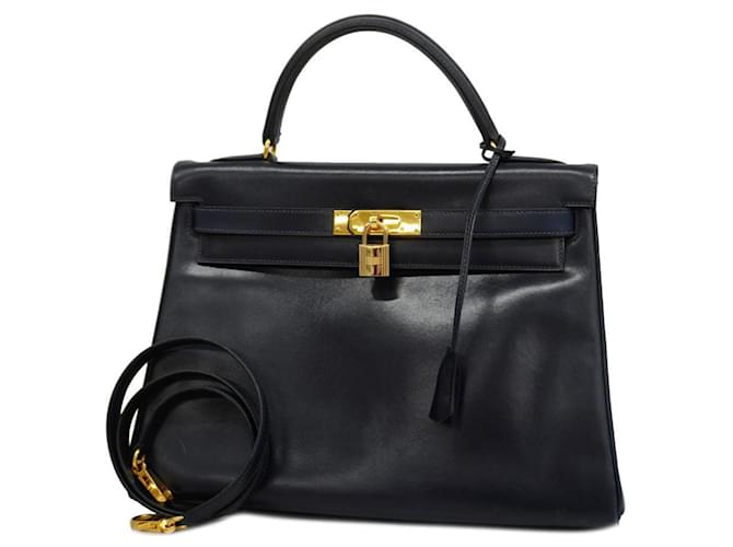 Hermès Hermes Kelly 32 Handbag in Blue Indigo Pony-style calfskin  ref.1515172