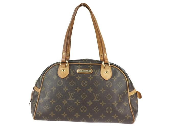 Sac à main Monogram Montorgueil PM de Louis Vuitton Cuir vernis Marron Noir Monogramme  ref.1515180