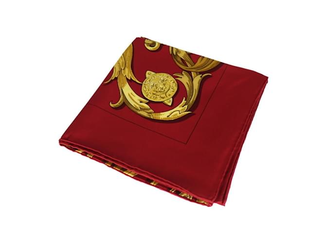 Hermès Hermes Carré 90 Scarf in Bordeaux and Gold Golden Dark red Silk  ref.1515194