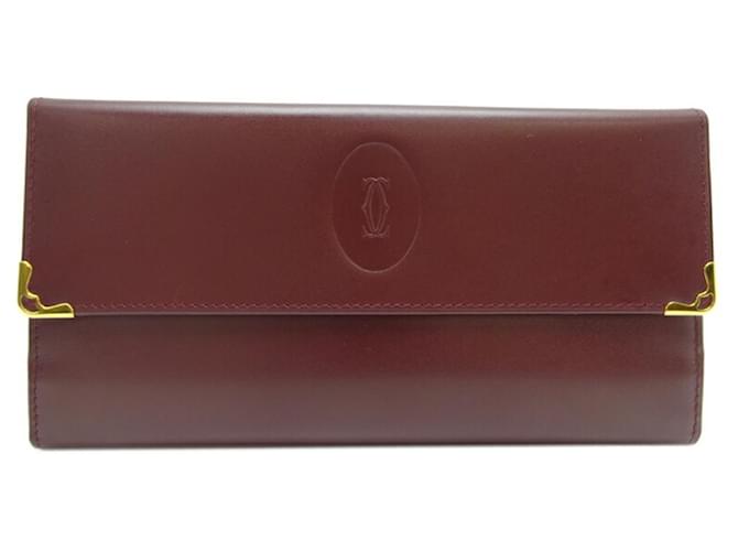 Portefeuille Long Mustline Cartier en Bordeaux Cuir  ref.1515212