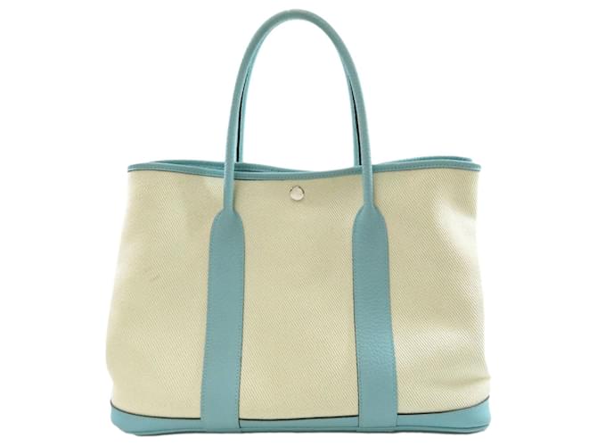 Hermès Hermes Garden PM Handbag in Blue Atoll Cloth  ref.1515239