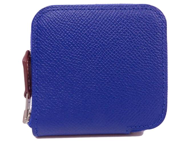 Blaues elektrisches Münzfach von Hermès Azap Leder  ref.1515241