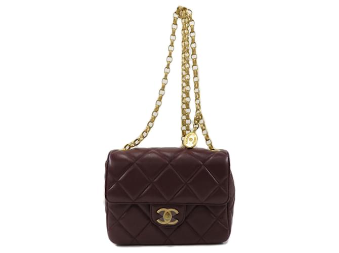 Chanel Matelasse Lambskin Shoulder Bag Dark red Leather  ref.1515245