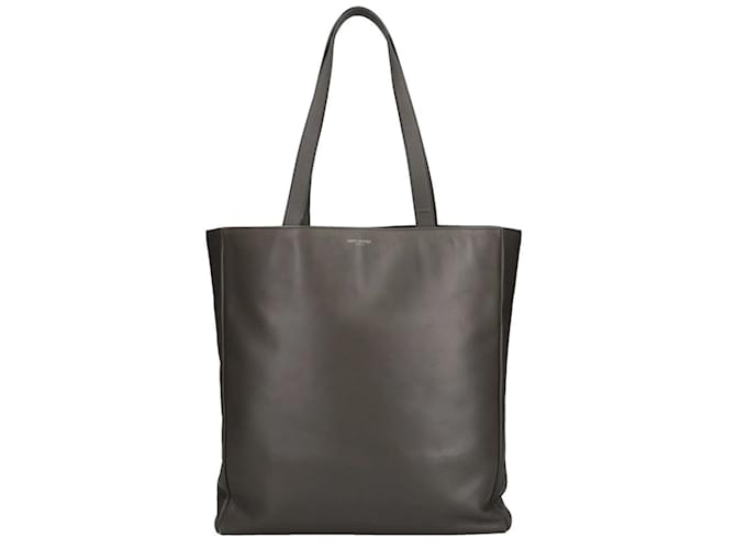 Yves Saint Laurent Gray Leather Tote Bag Brown  ref.1515259