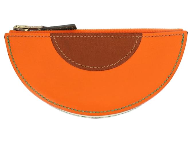 Hermès Estojo para moedas Hermes em couro laranja  ref.1515263