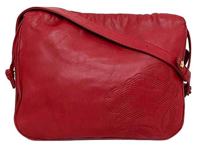 Loewe Rote Anagramm Nappa-Leder Schultertasche  ref.1515270