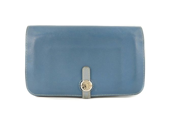 Hermès Hermes Dogon Calf Blue Long Wallet