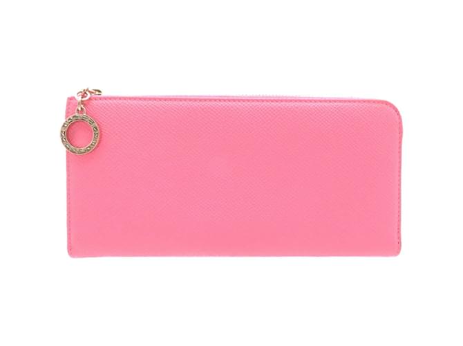 Bulgari Bvlgari Pink Leather Long Wallet  ref.1515281