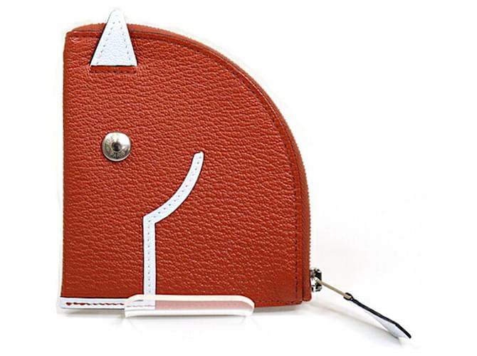 Hermès Monedero Paddock Hermes en cuero de Cabra Castaño Diamante  ref.1515313